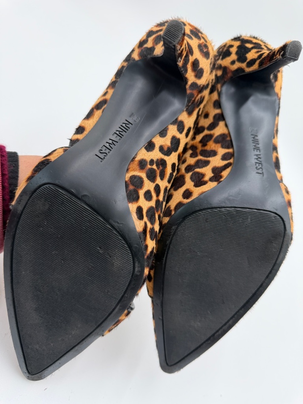 NINE WEST sz9 Calf Hair On Leopard Print Pump Heels - Picture 11 of 14